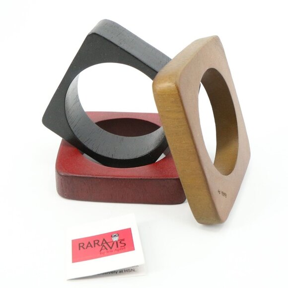 New Rara Avis by Iris Apfel Set of 3 Colored Square Bangle Bracelets S/M - Picture 2 of 5